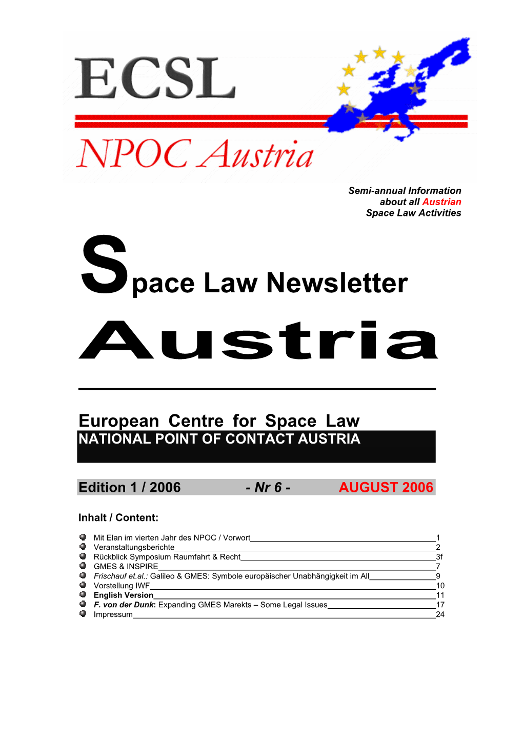 Space Law Newsletter