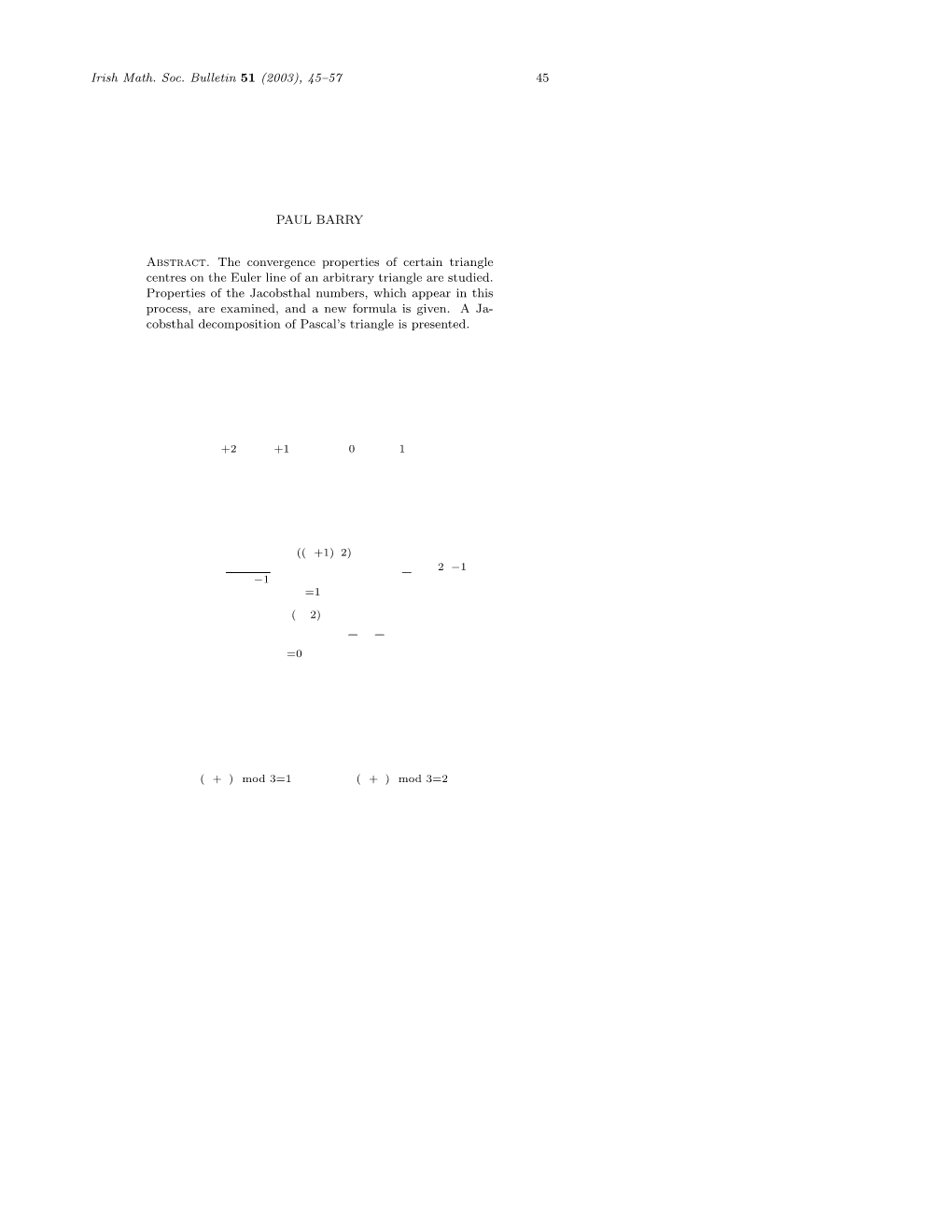 Triangle Geometry and Jacobsthal Numbers