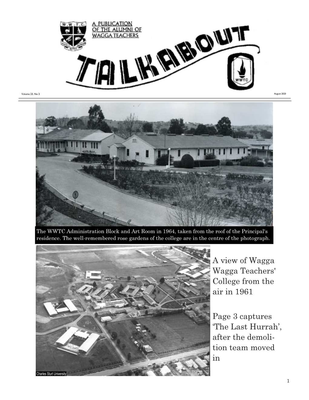 A View of Wagga Wagga Teachers' College from the Air in 1961