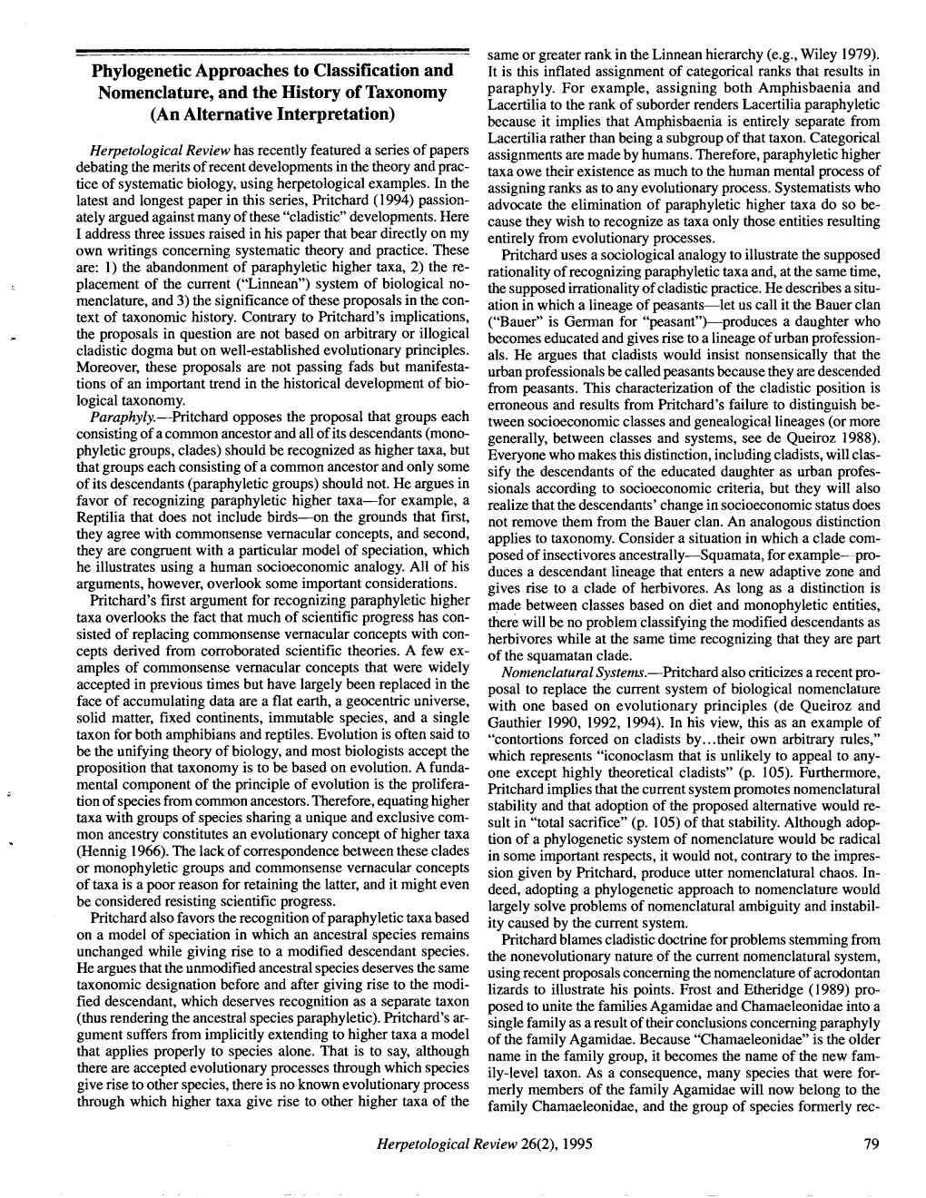 Phylogenetíc Approaches to Classification and Nomenclature