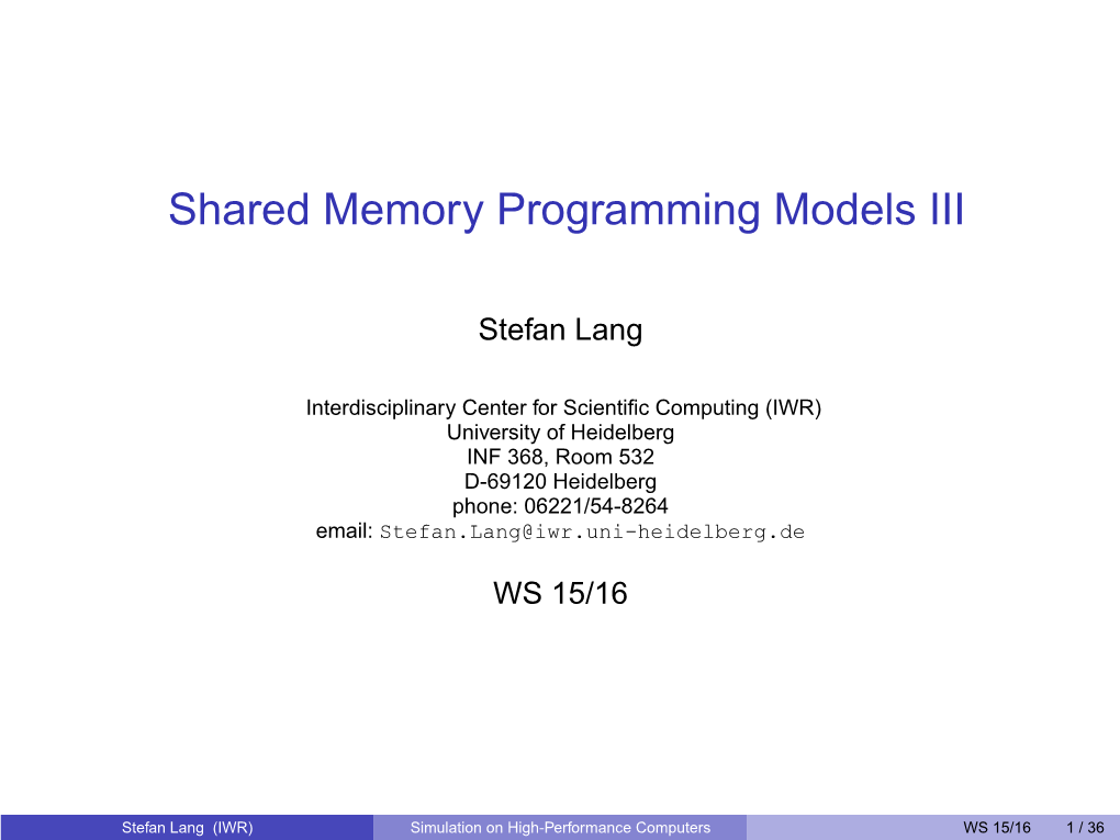 Parallel Programming Models III (Pdf)