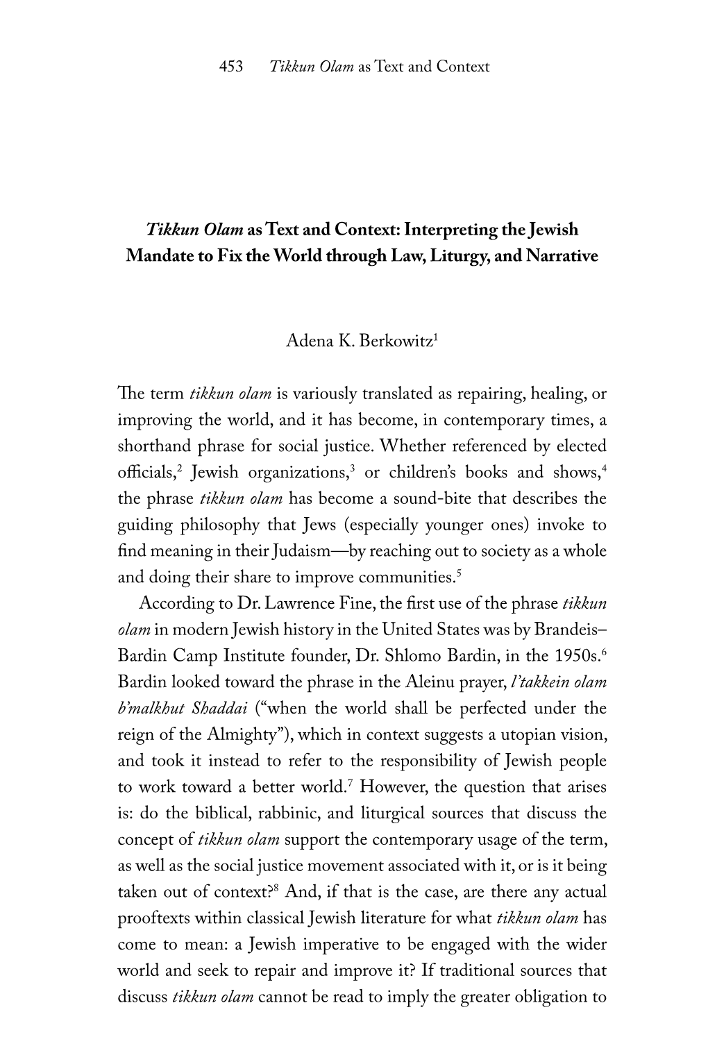 Tikkun Olam As Text and Context