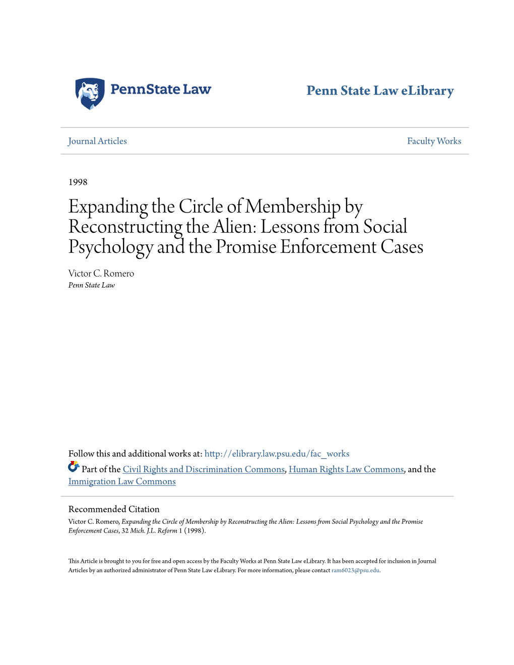 Lessons from Social Psychology and the Promise Enforcement Cases Victor C