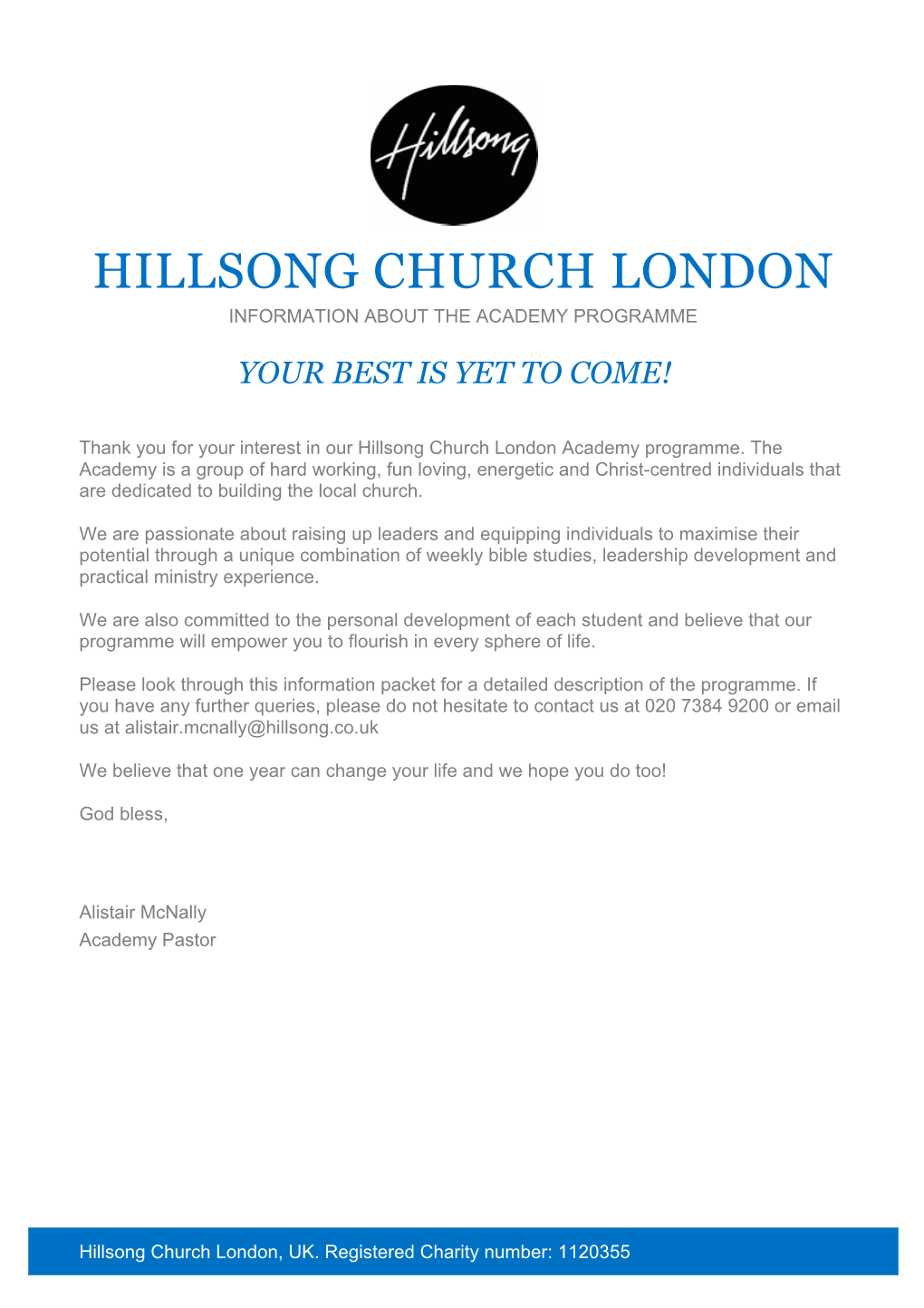 Hillsong Church London Information About the Academy Programme