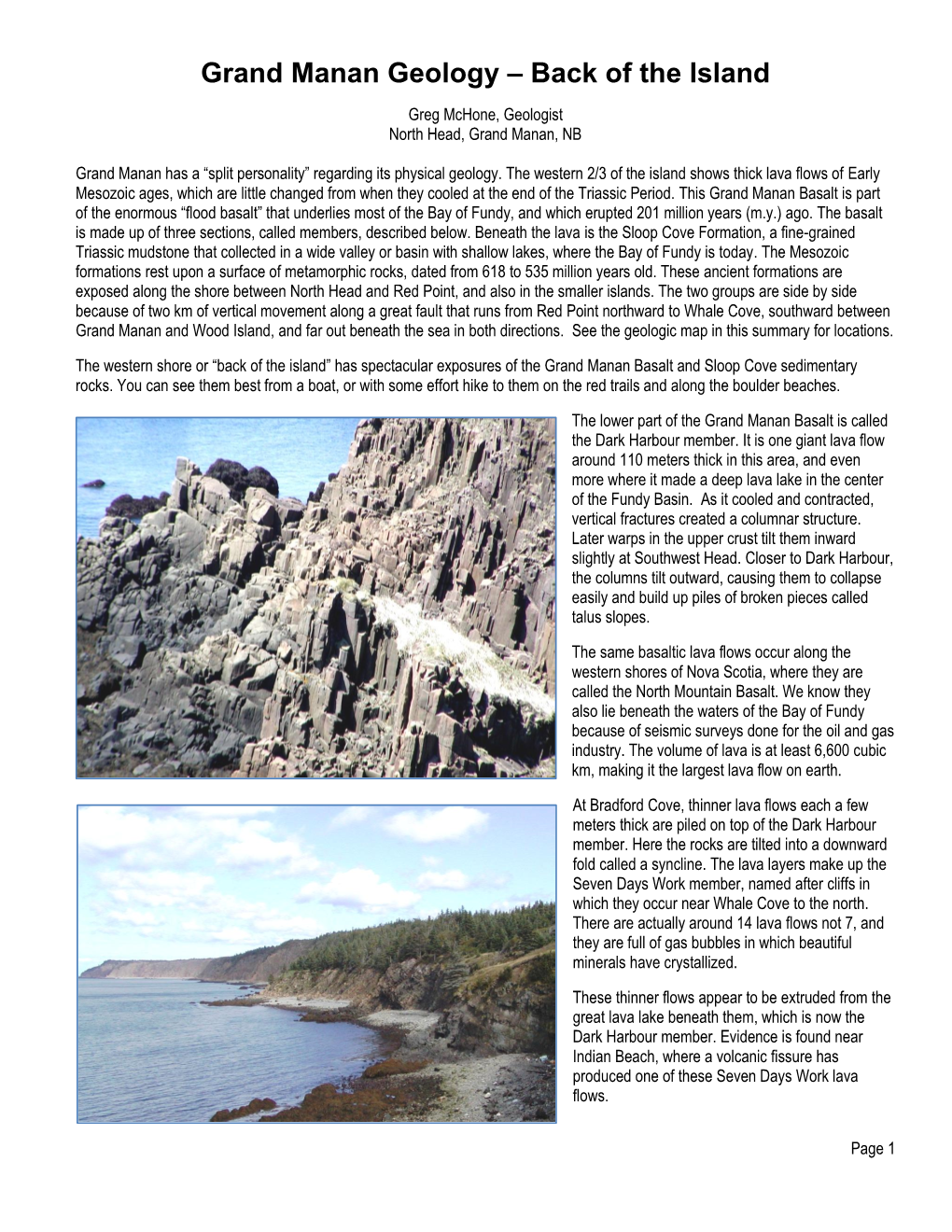 Grand Manan Geology – Back of the Island