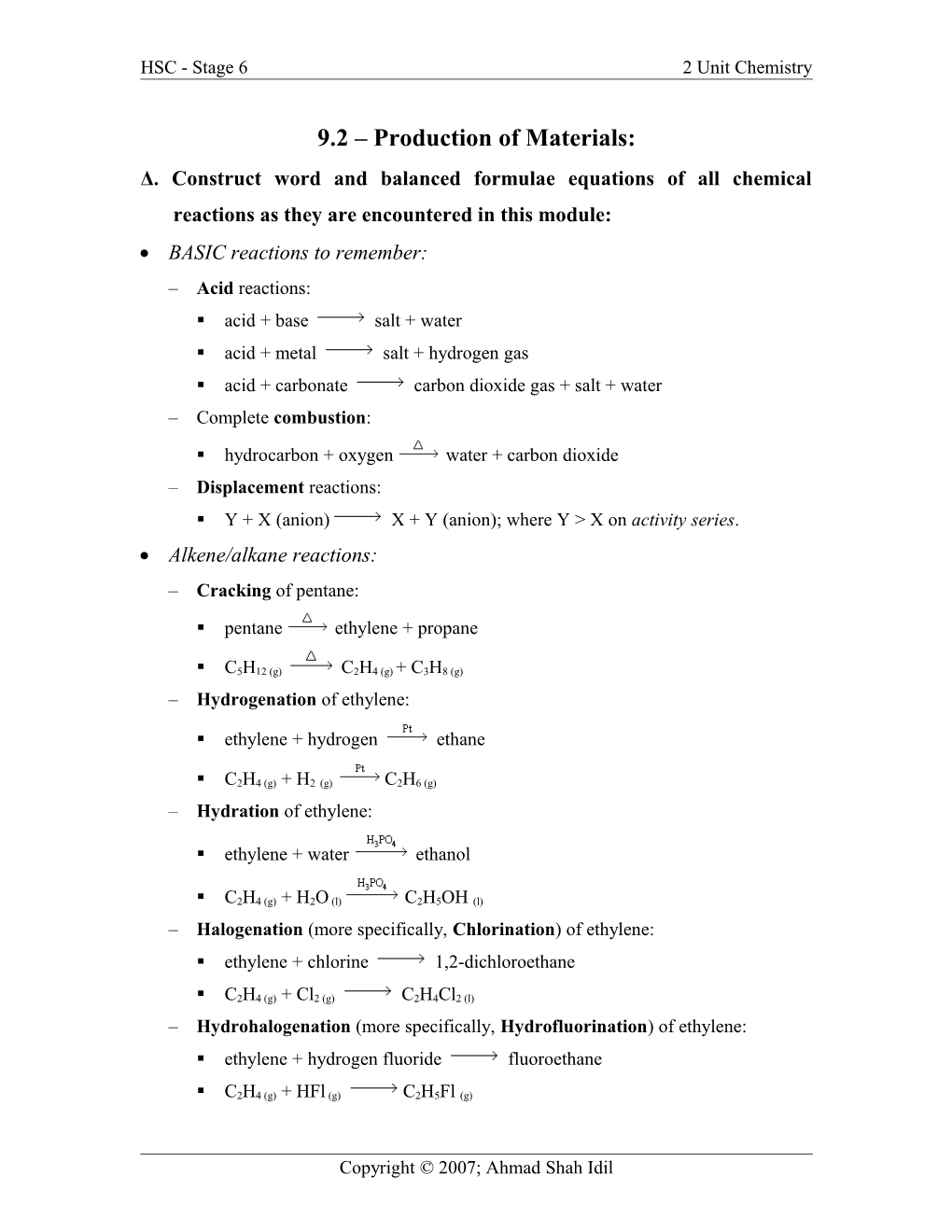 HSC - Stage 6 2 Unit Chemistry