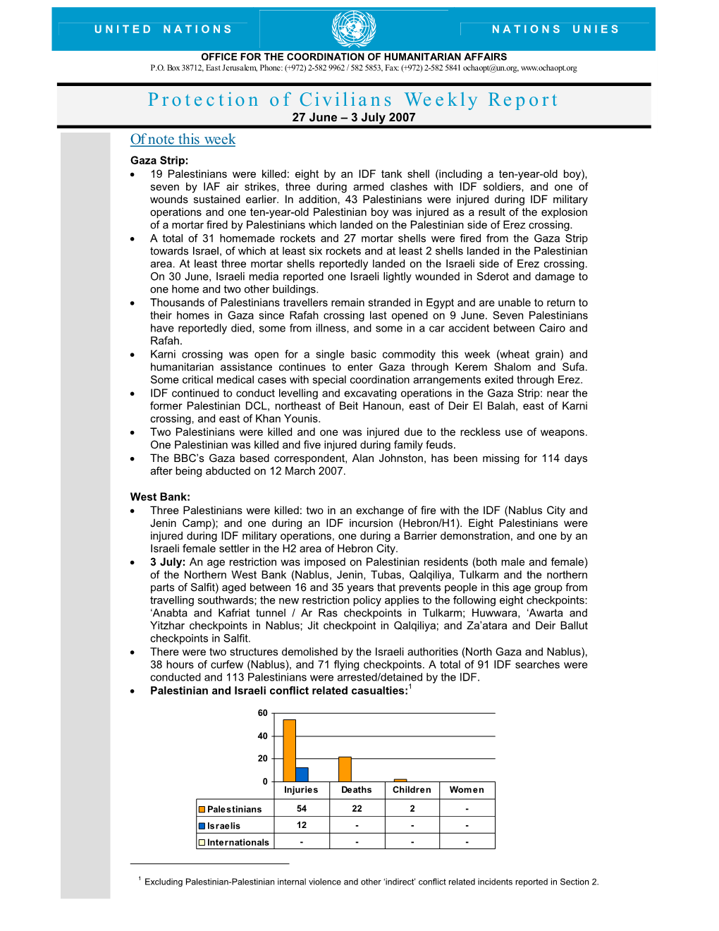 Protection of Civilians Weekly Report