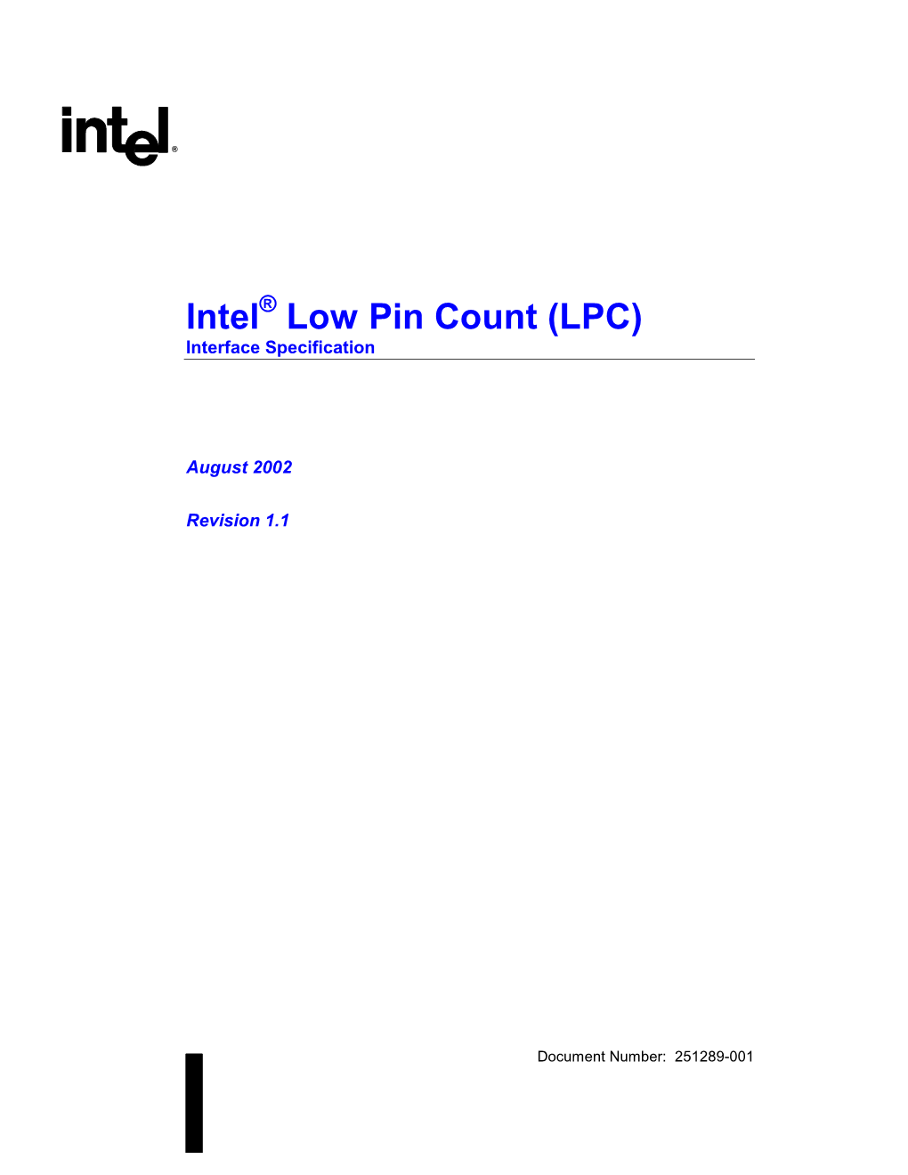 Intel® Chipsets Low Pin Count Interface Specification