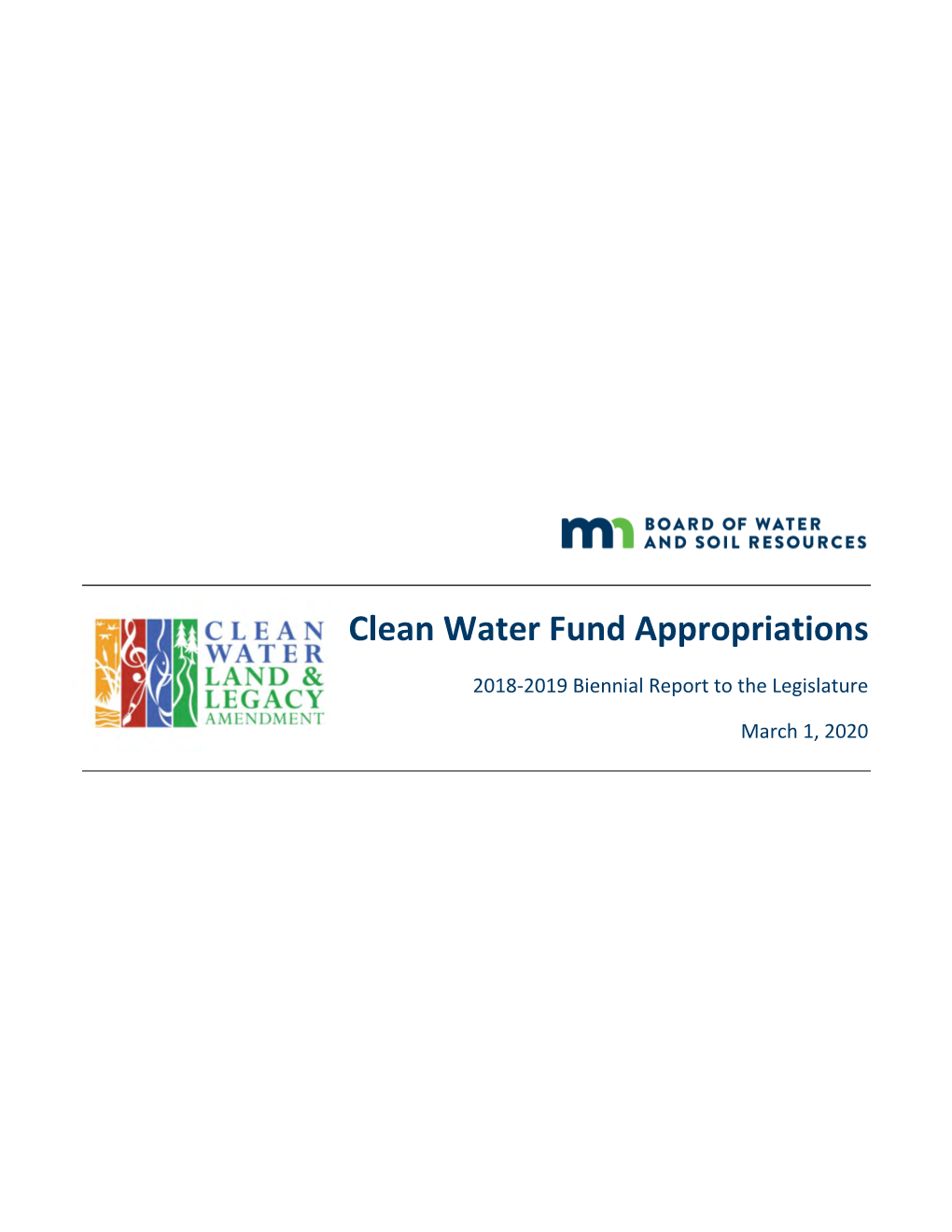 Clean Water Fund Appropriations 2018-2019 Biennial Report to the Legislature