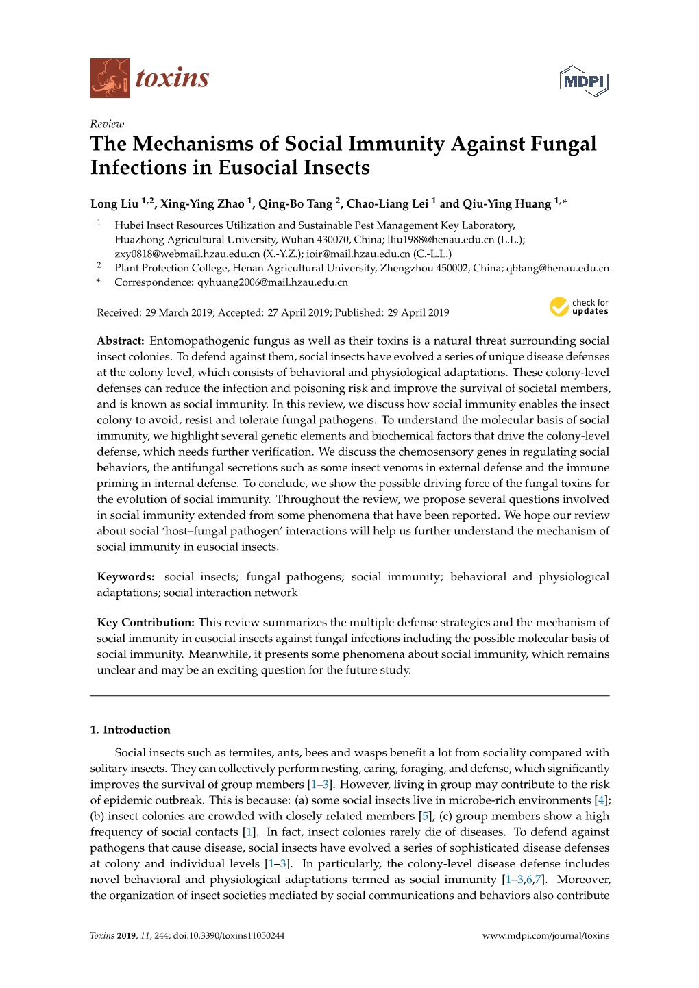 The Mechanisms of Social Immunity Against Fungal Infections in Eusocial Insects