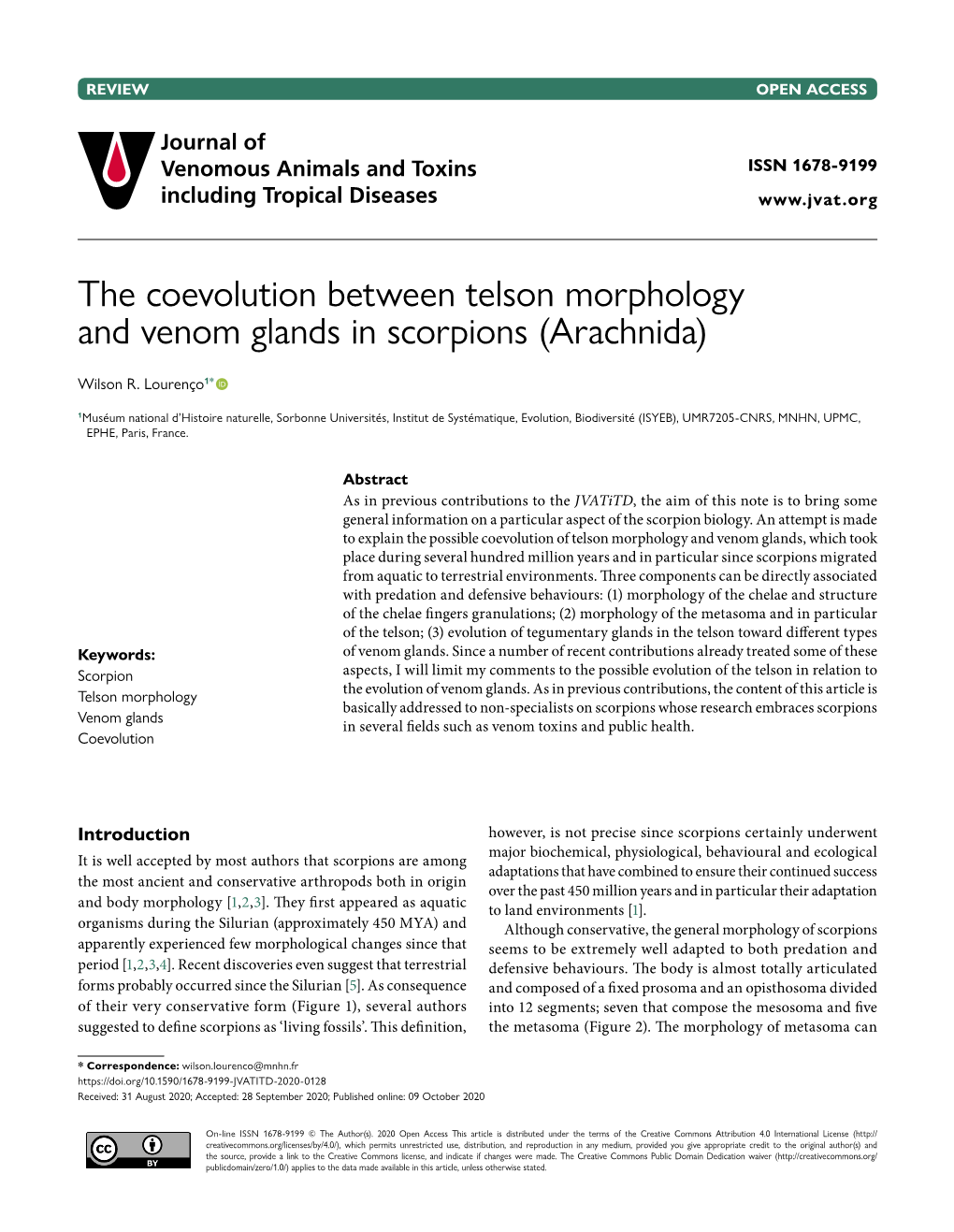 The Coevolution Between Telson Morphology and Venom Glands in Scorpions (Arachnida)