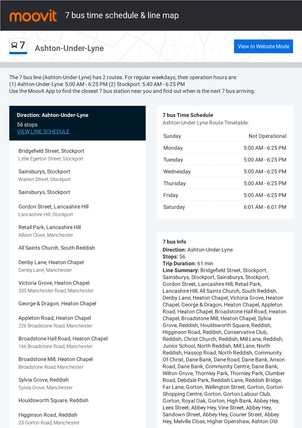 7 Bus Time Schedule & Line Route