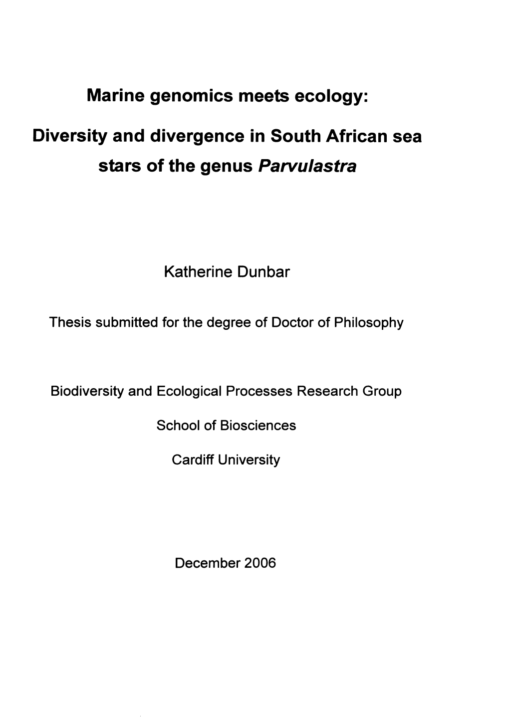 Marine Genomics Meets Ecology: Diversity and Divergence in South