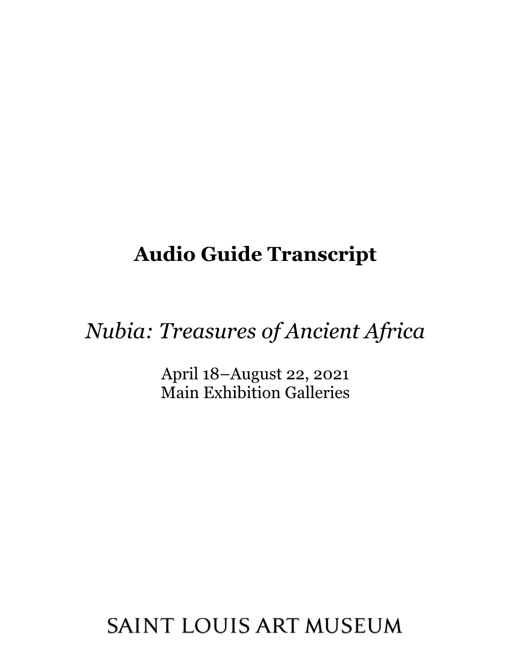 Nubia: Treasures of Ancient Africa