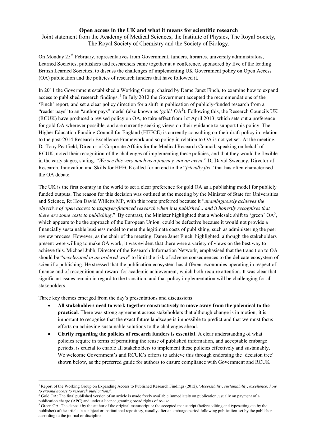 Open Access in the UK and What It Means for Scientific Research Joint