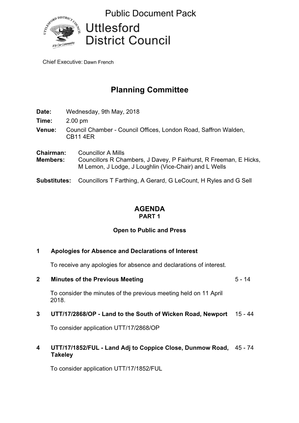 (Public Pack)Agenda Document for Planning Committee, 09/05/2018