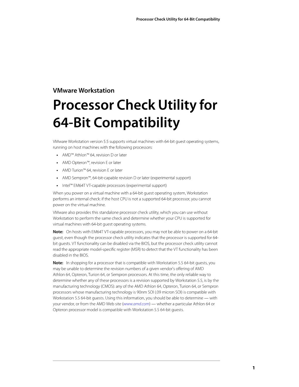 Processor Check Utility for 64-Bit Compatibility