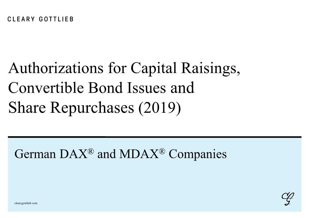 Authorizations for Capital Raisings and Convertible Bond Issues