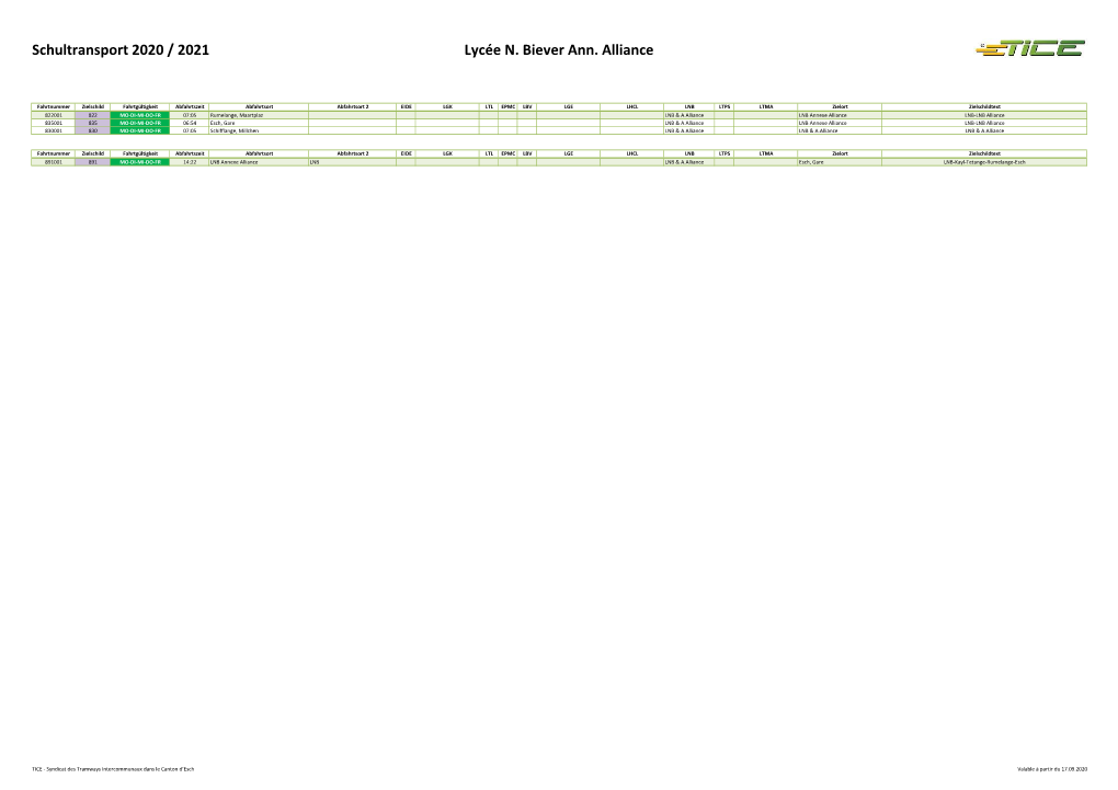 Schultransport 2020 / 2021 Lycée N. Biever Ann. Alliance