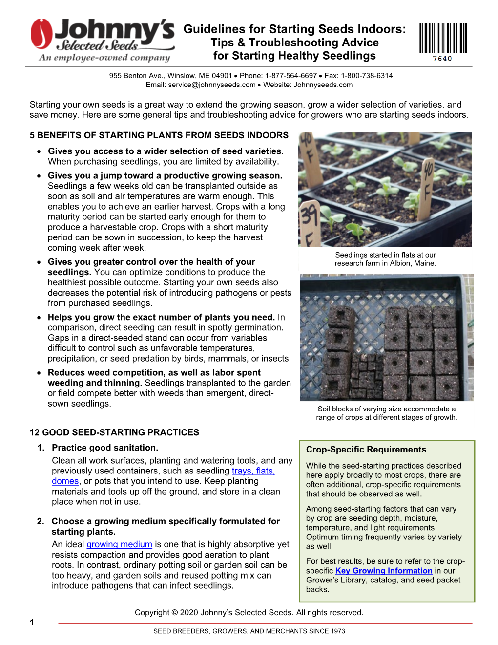 Guidelines for Starting Seeds Indoors: Tips & Troubleshooting Advice for Starting Healthy Seedlings