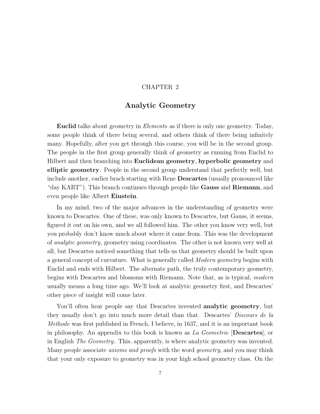 Analytic Geometry