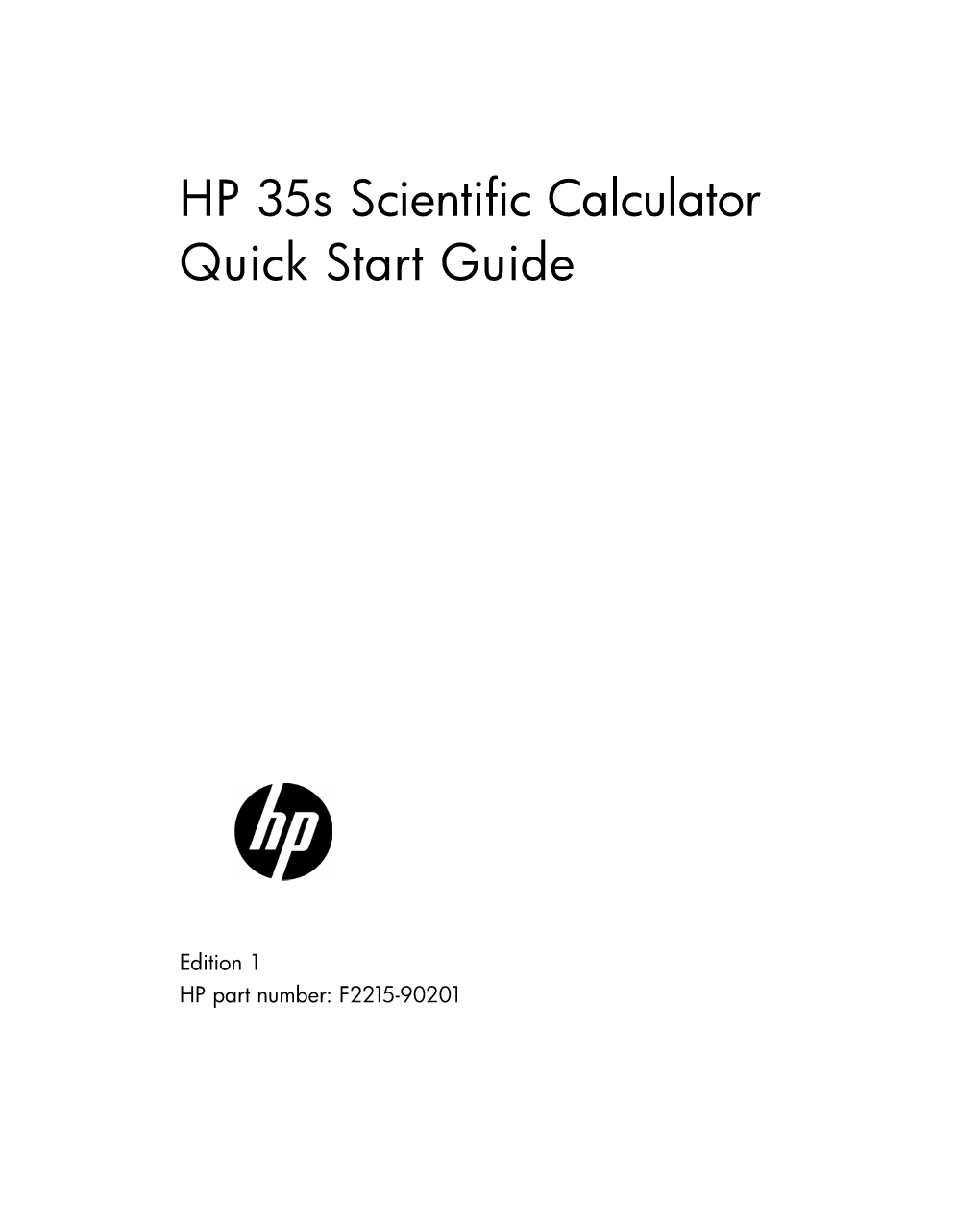 HP 35S Quick Start Guide English EN F2215-90201 Edition 1 V 4.Book