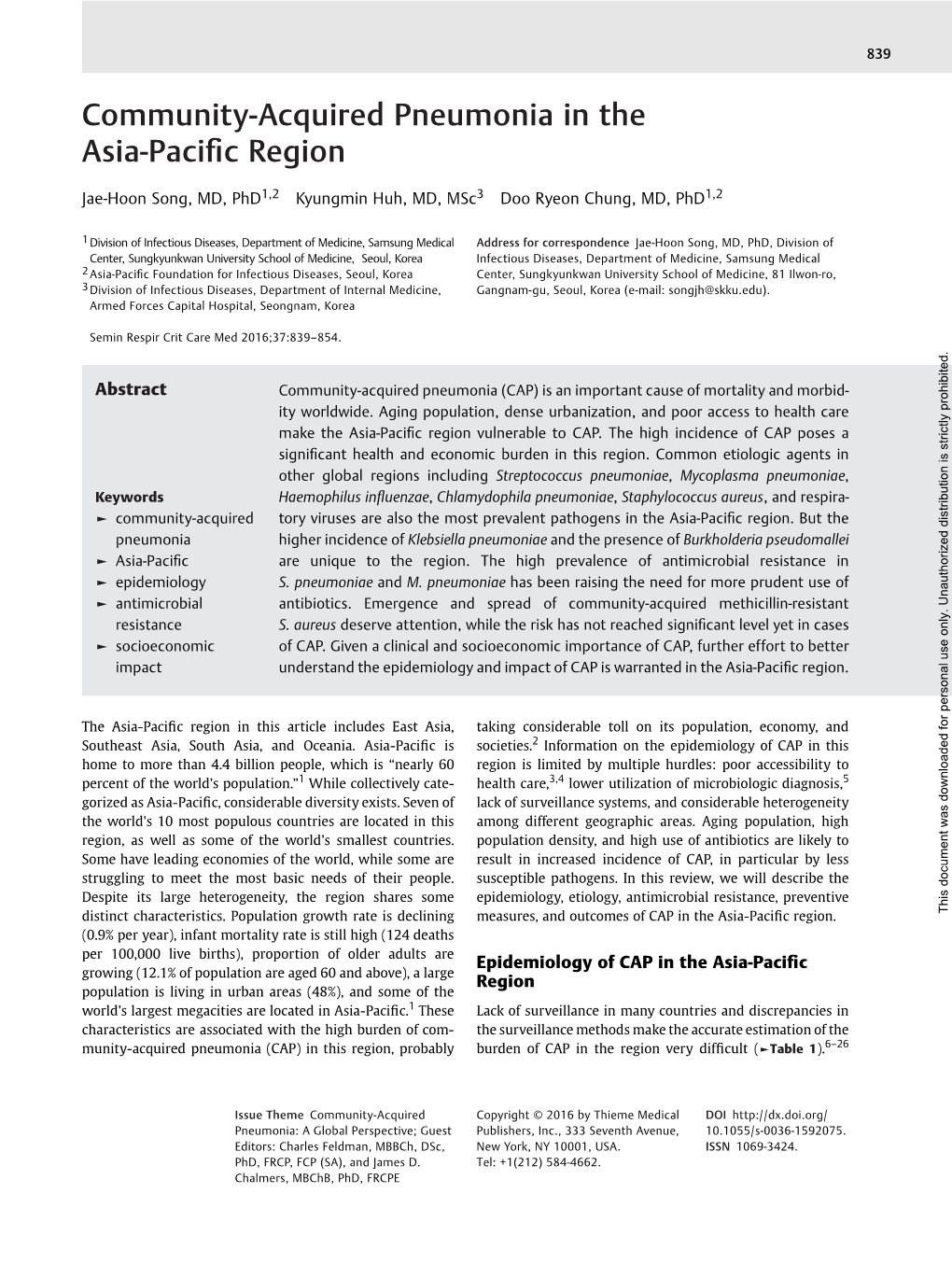 Community-Acquired Pneumonia in the Asia-Pacific Region Song Et Al