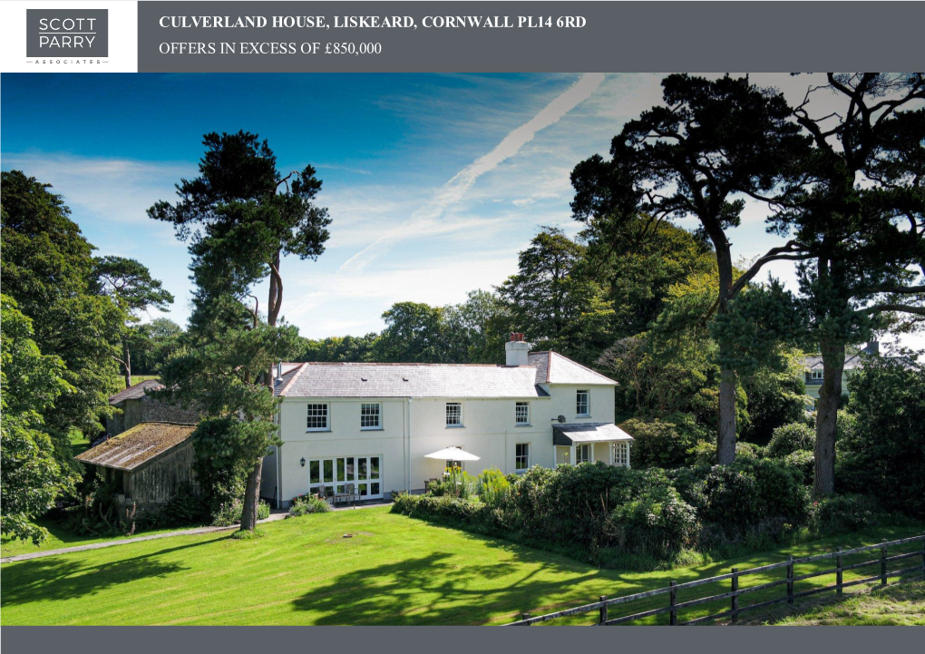 Culverland House, Liskeard, Cornwall Pl14 6Rd Offers in Excess of £850,000