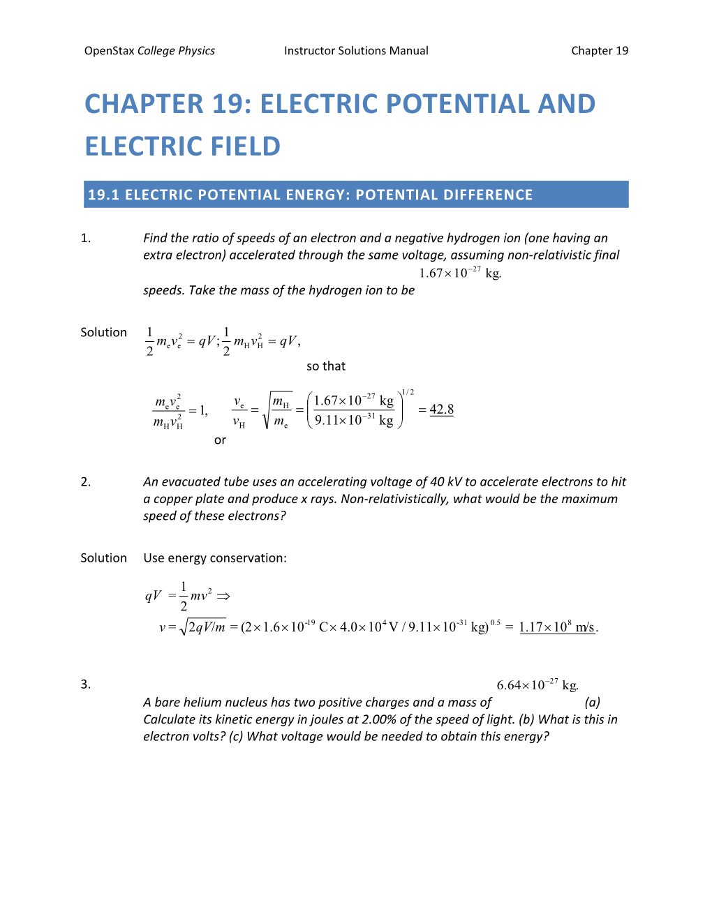 Openstax College Physics Instructor Solutions Manual Chapter 19