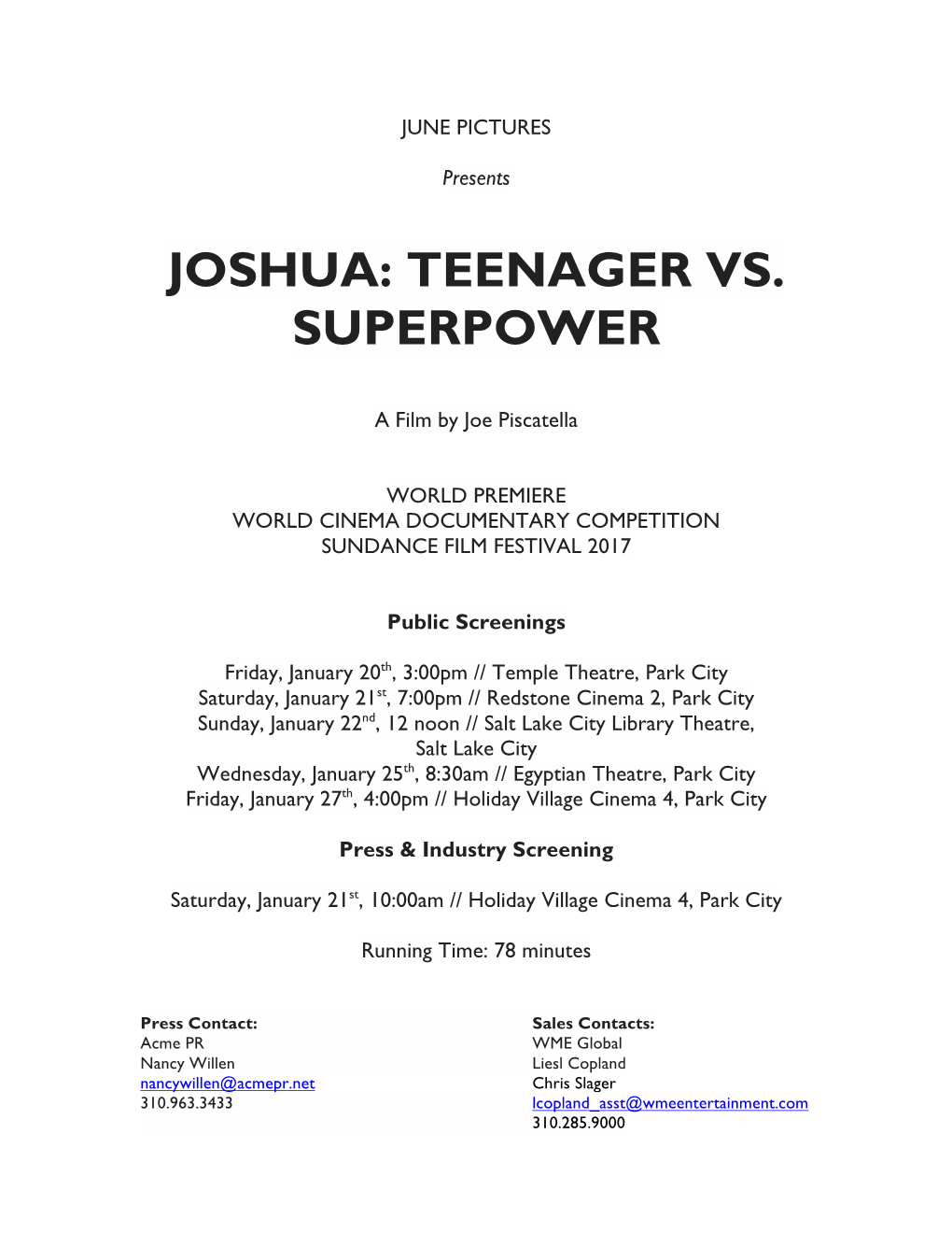 Joshua: Teenager Vs. Superpower