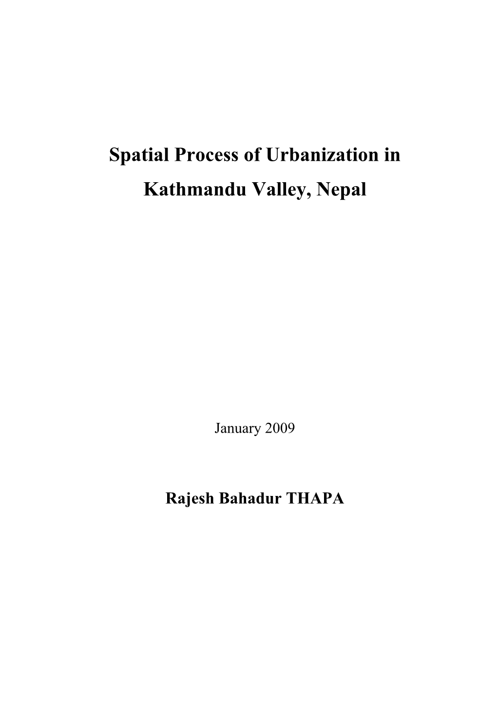 Spatial Process of Urbanization in Kathmandu Valley, Nepal