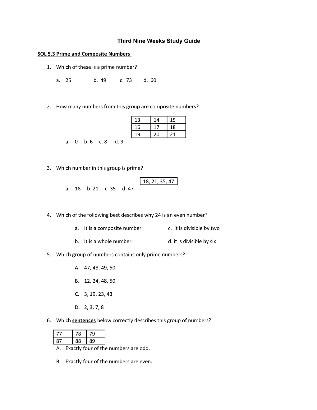 Third Nine Weeks Study Guide s1