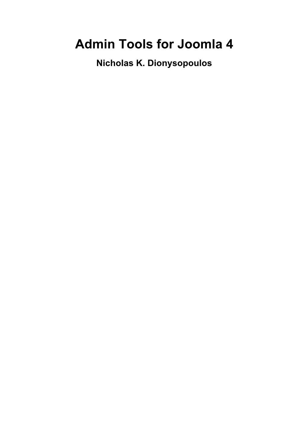 Admin Tools for Joomla 4 Nicholas K
