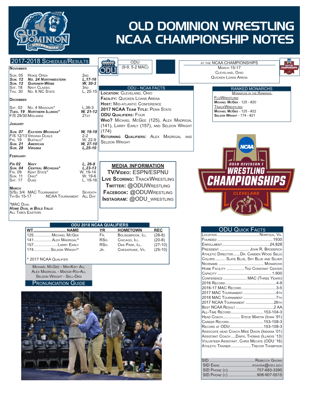 Old Dominion Wrestling Ncaa Championship Notes