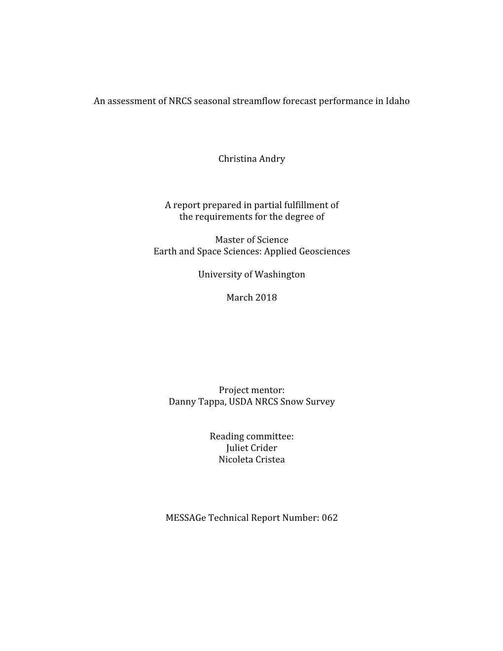 An Assessment of NRCS Seasonal Streamflow Forecast Performance in Idaho