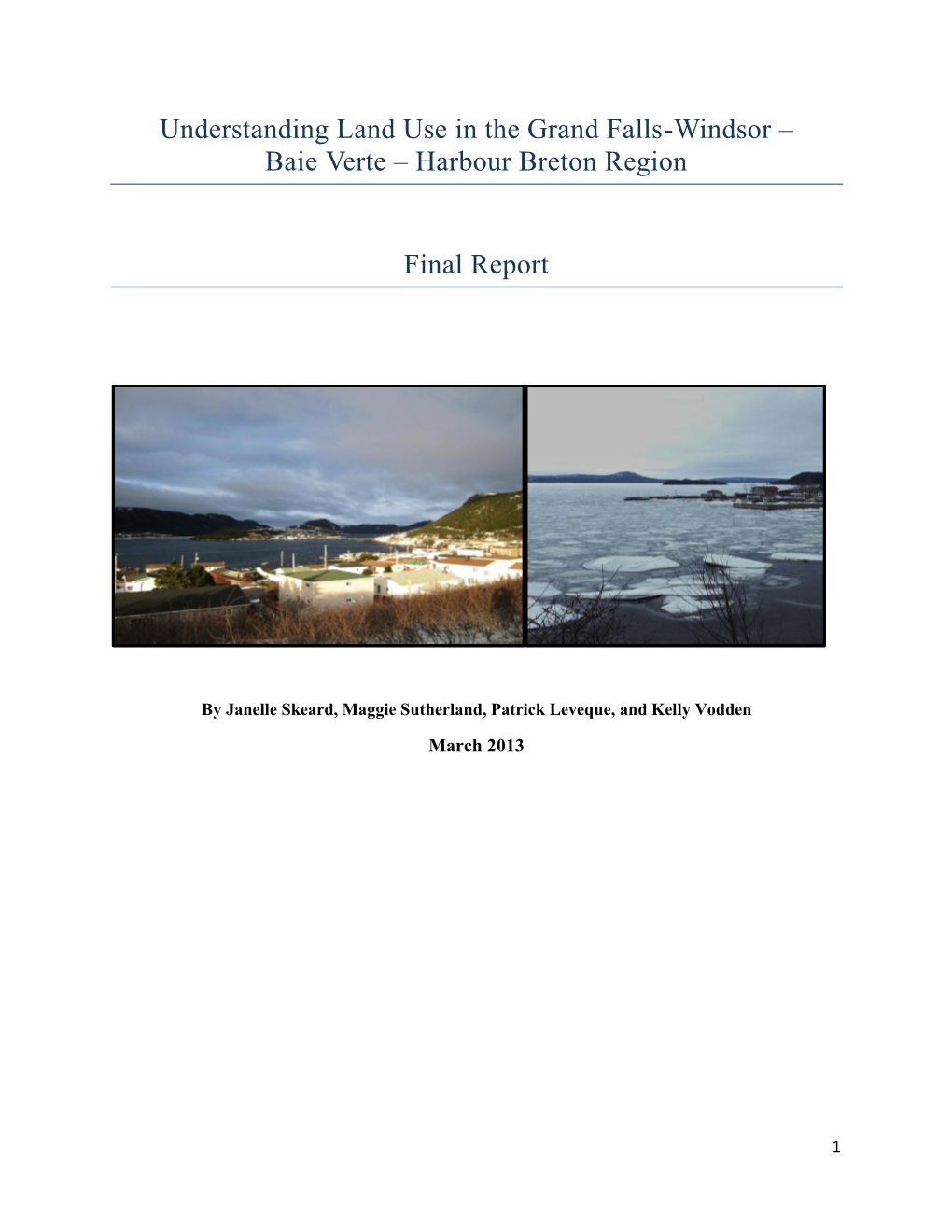 Understanding Land Use in the Grand Falls-Windsor – Baie Verte – Harbour Breton Region Final Report