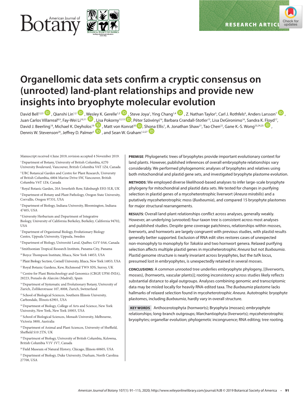 Land‐Plant Relationships and Provide New Insights Into Bryoph