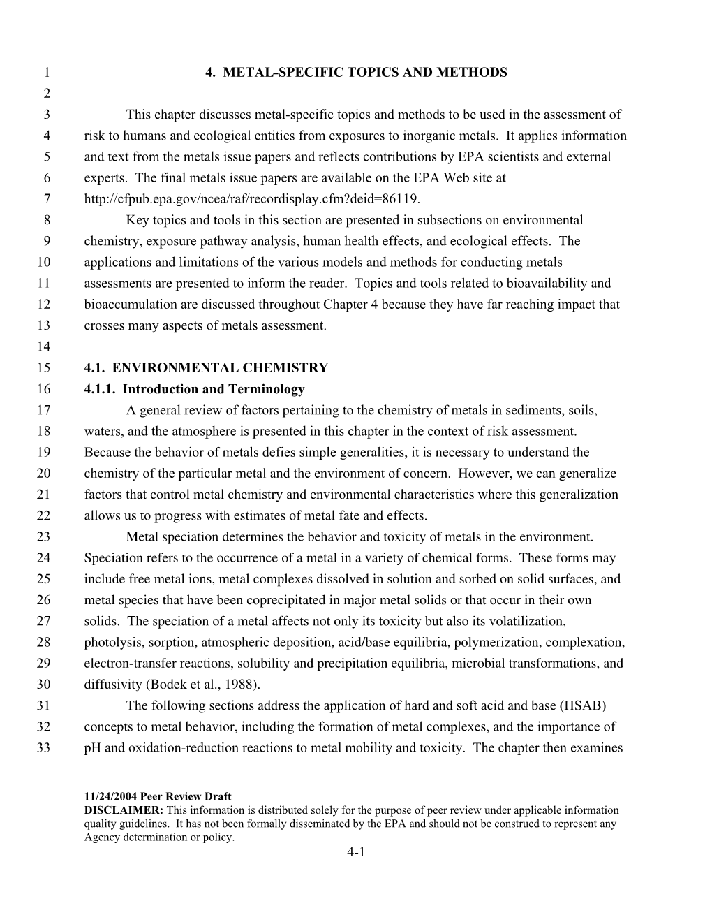 Chapter 4. METAL-SPECIFIC TOPICS and METHODS