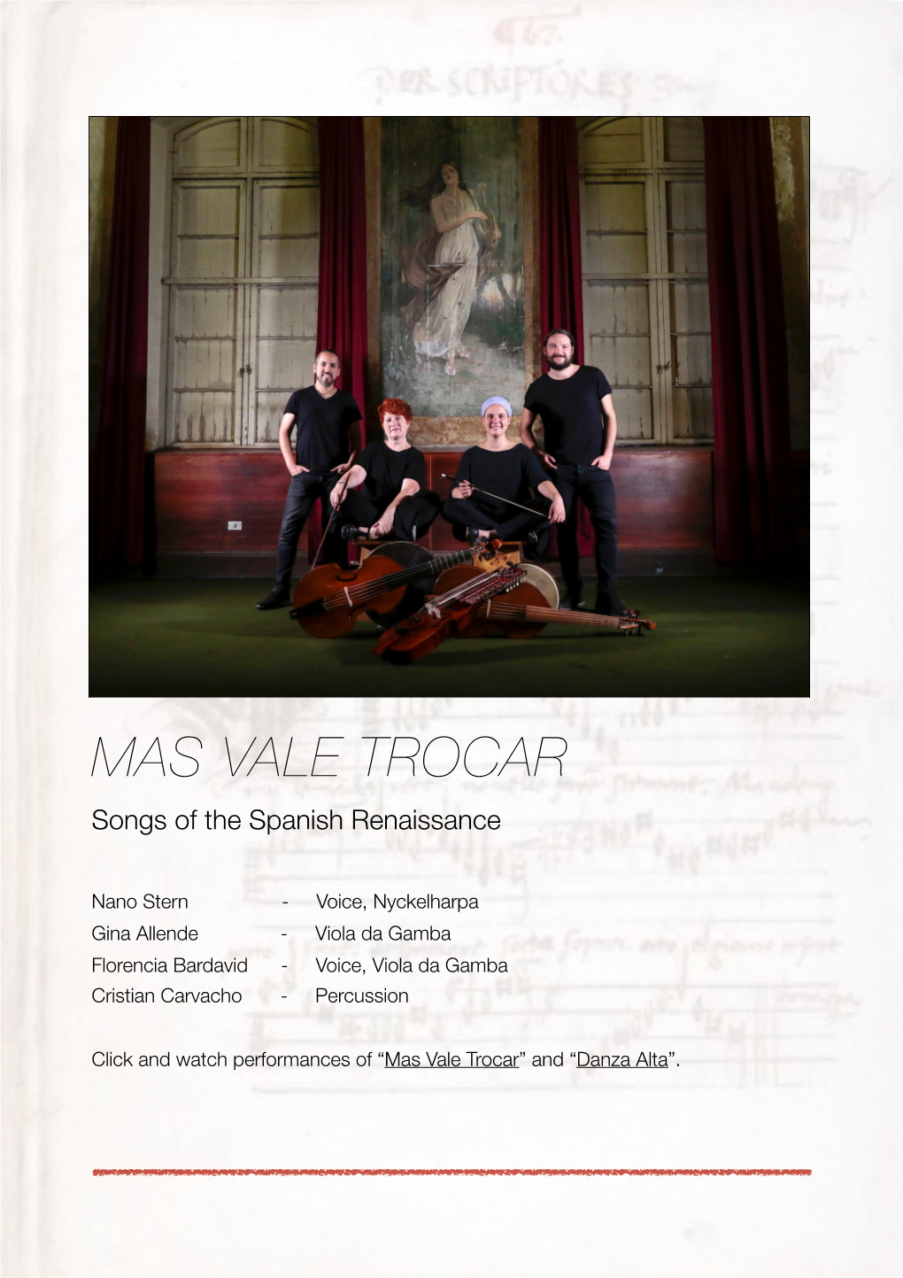 MAS VALE TROCAR Songs of the Spanish Renaissance