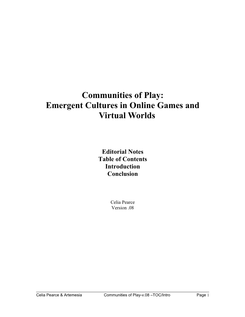 Communities of Play