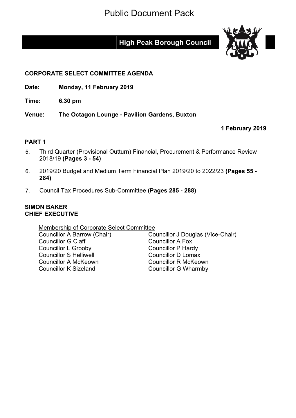 3Rd Quarter Report, Budget Report and Council Tax Working Group