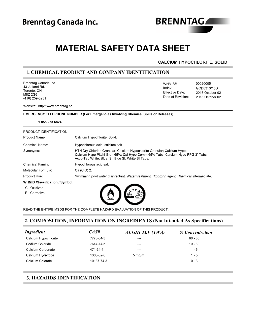 Material Safety Data Sheet