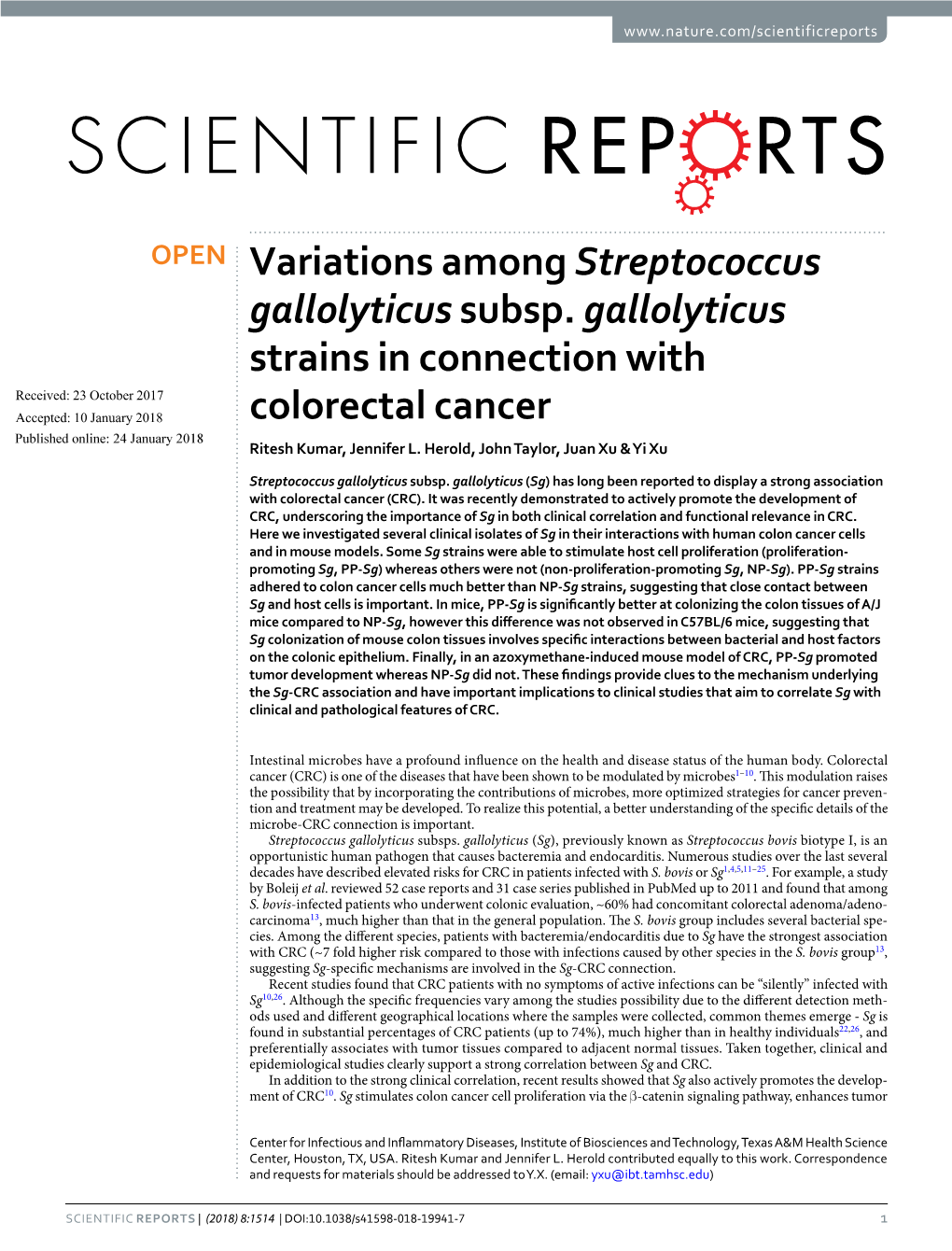 Variations Among Streptococcus Gallolyticus Subsp