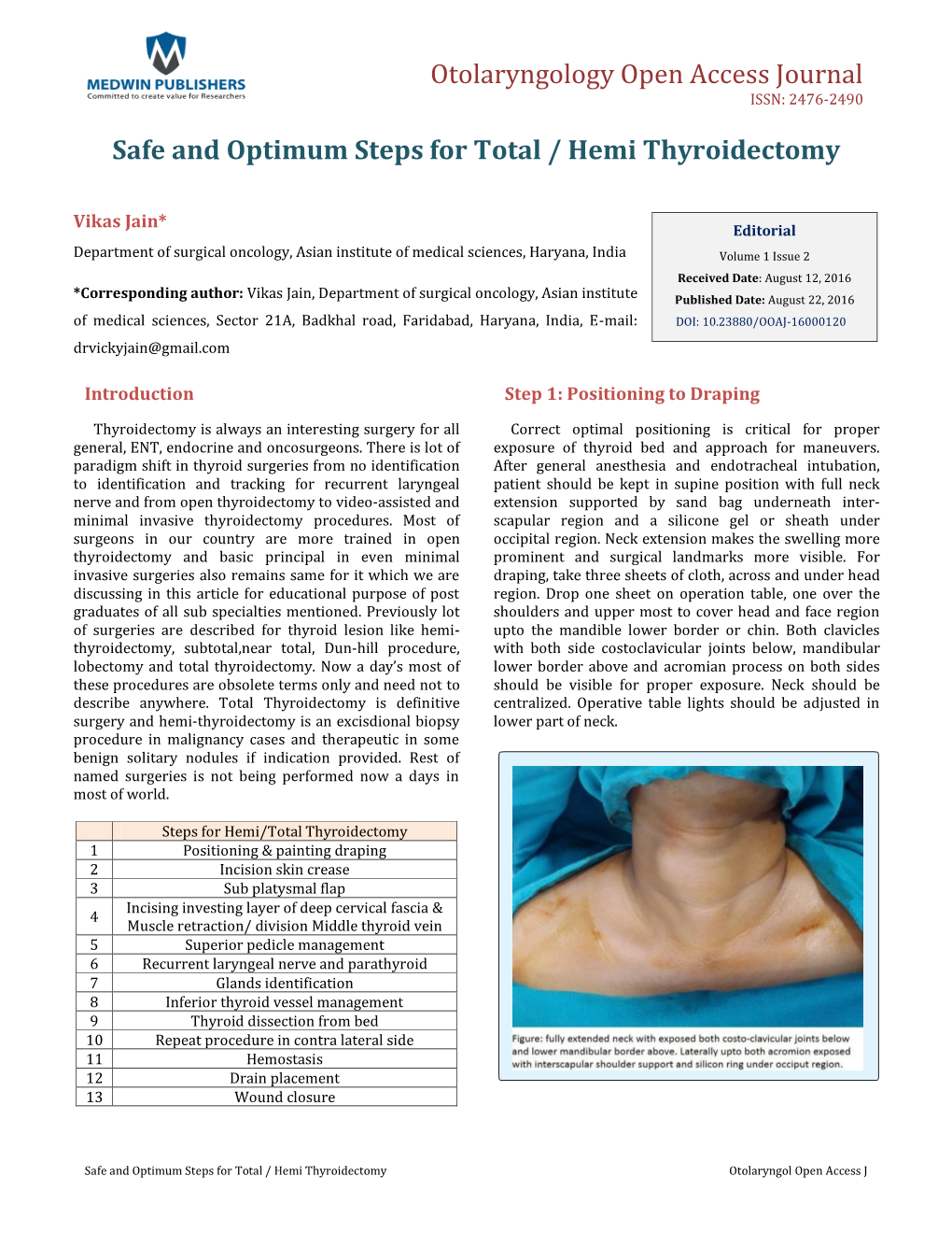 Safe and Optimum Steps for Total / Hemi Thyroidectomy