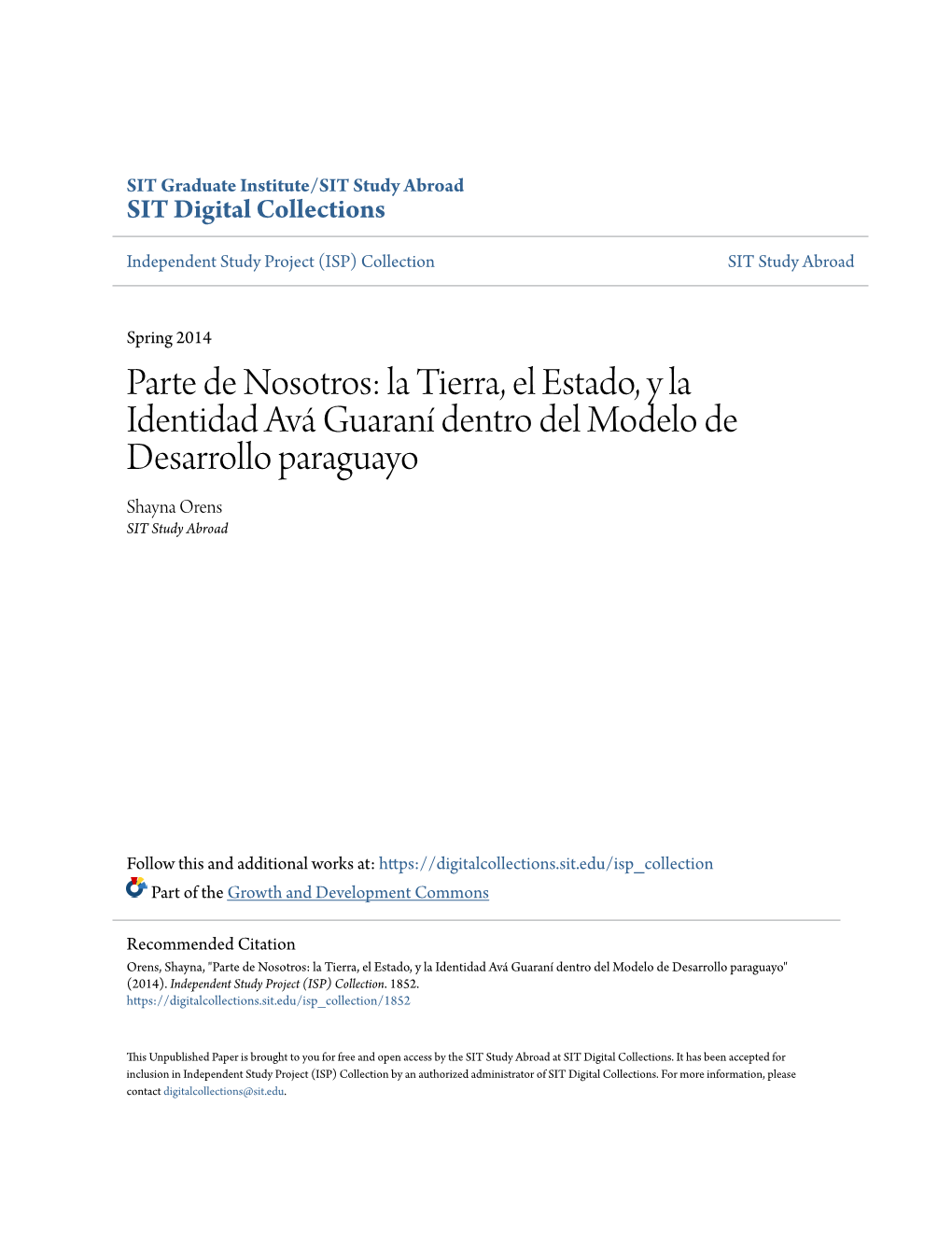 La Tierra, El Estado, Y La Identidad Avã¡ Guaranãł Dentro Del Modelo