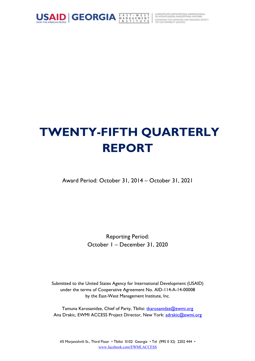 Twenty-Fifth Quarterly Report