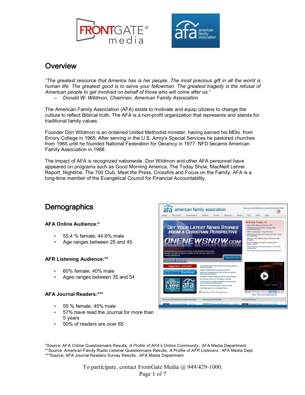 Overview Demographics Demographics