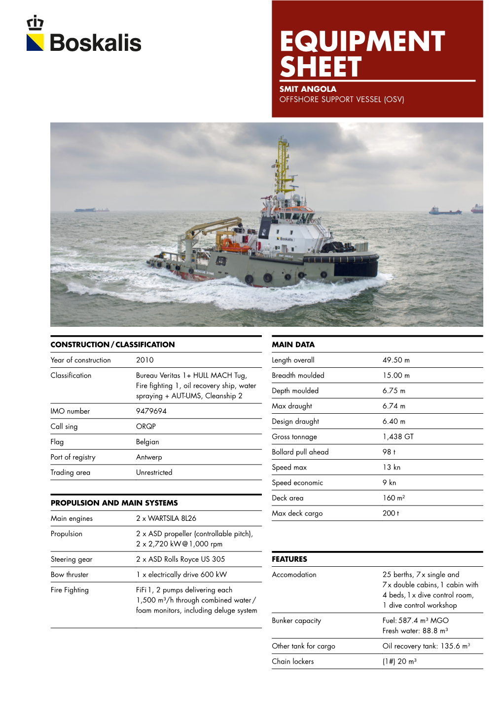 Equipment Sheet Smit Angola Offshore Support Vessel (Osv)