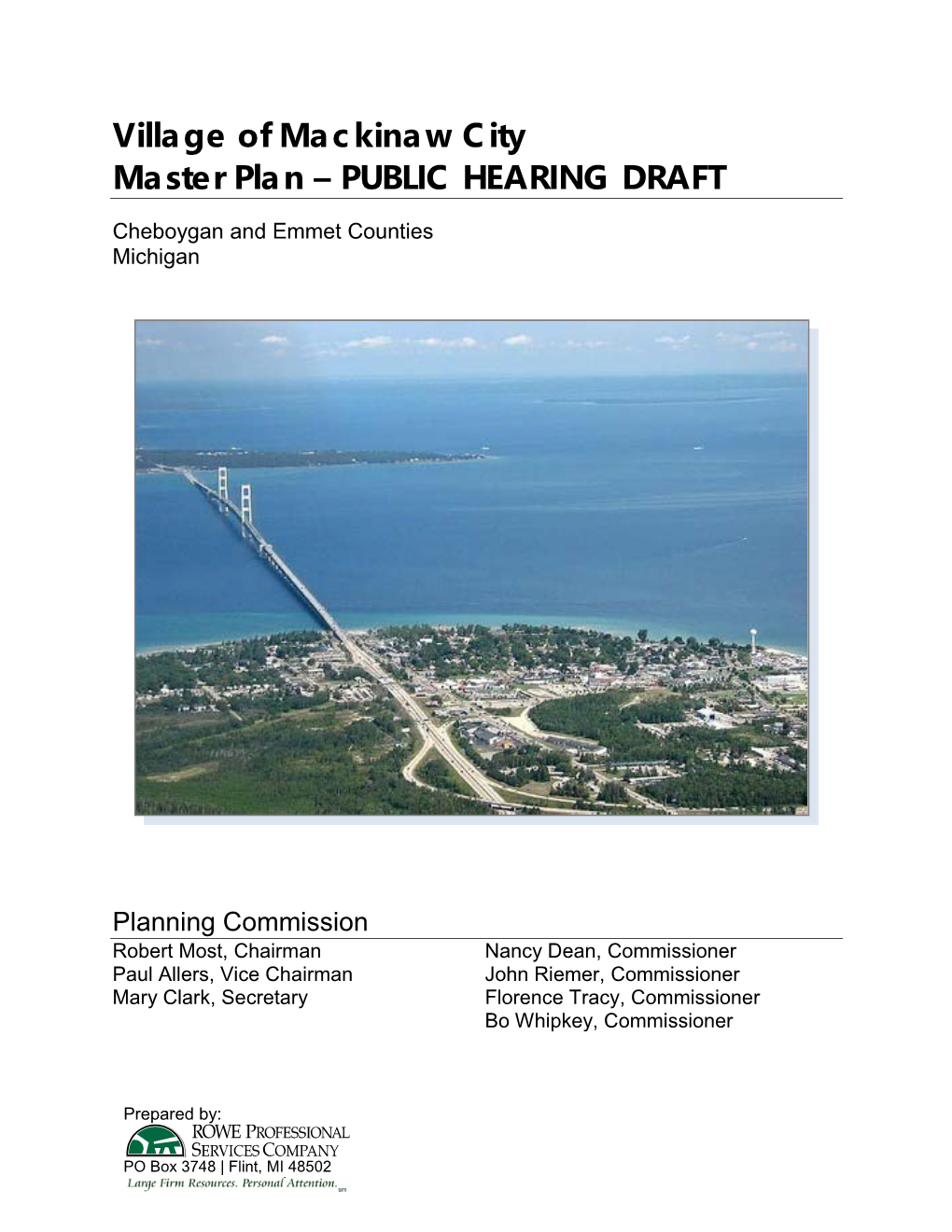 Village of Mackinaw City Master Plan – PUBLIC HEARING DRAFT