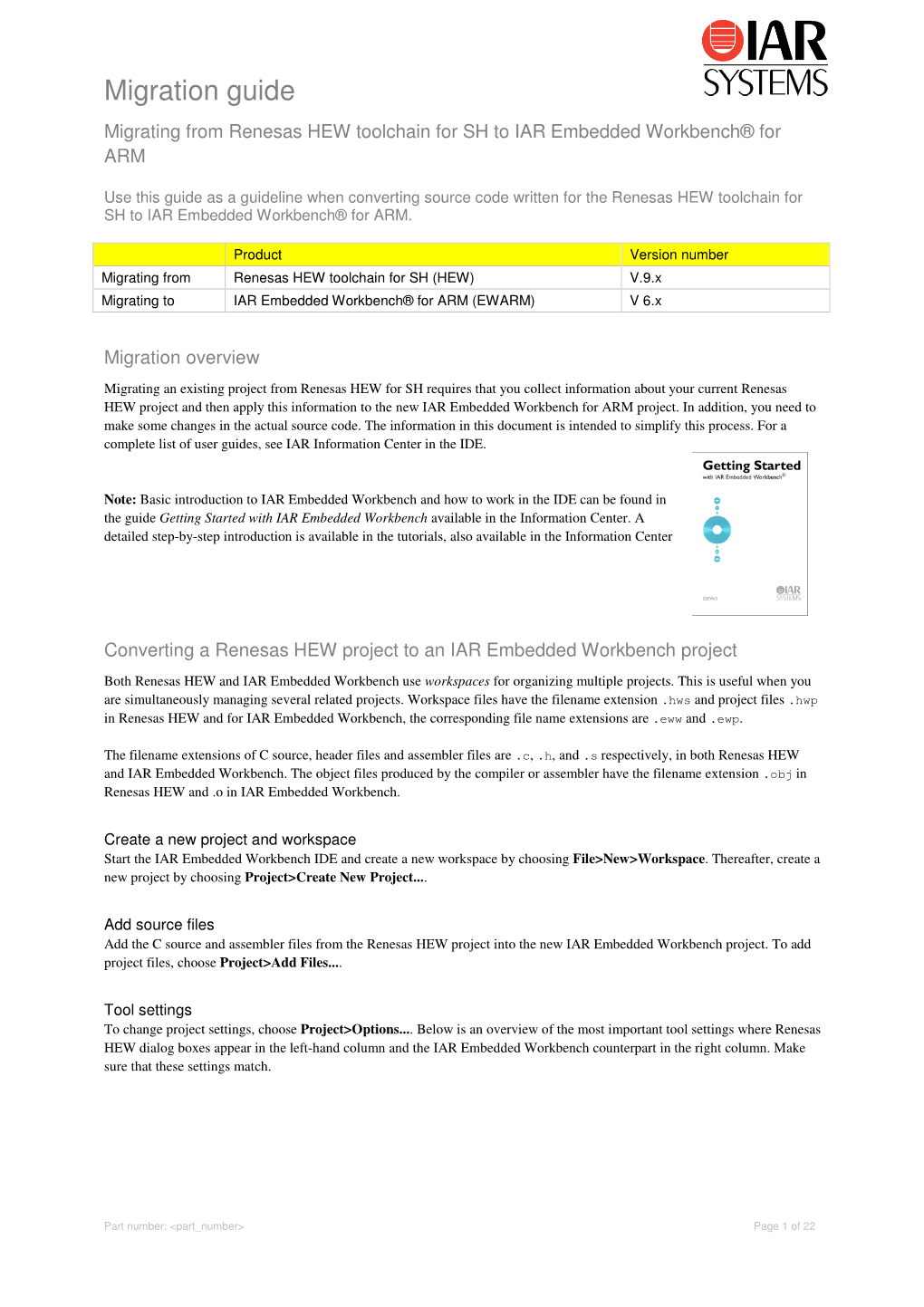 Renesas HEW for SH Migration Guide